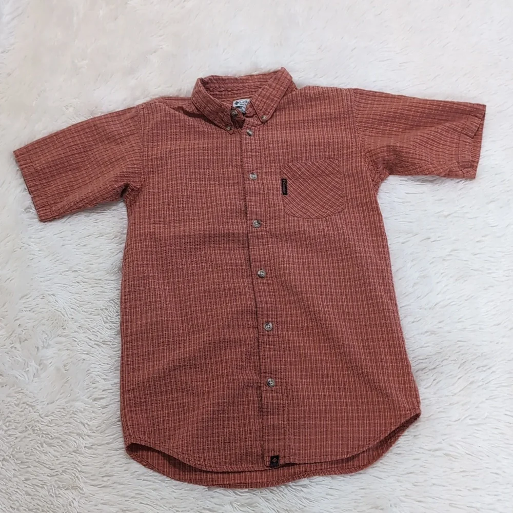 Columbia Boys Orange Plaid Shirt XL Youth